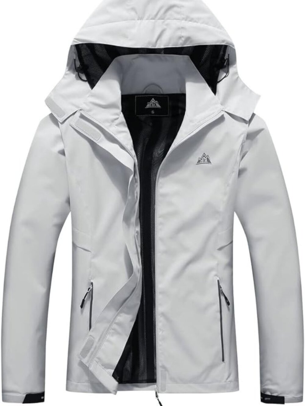 MOERDENG Women's Waterproof Rain Jacket - XL - Light Gray